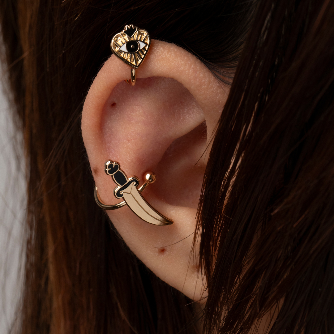 Heart &amp; Dagger Ear Cuffs