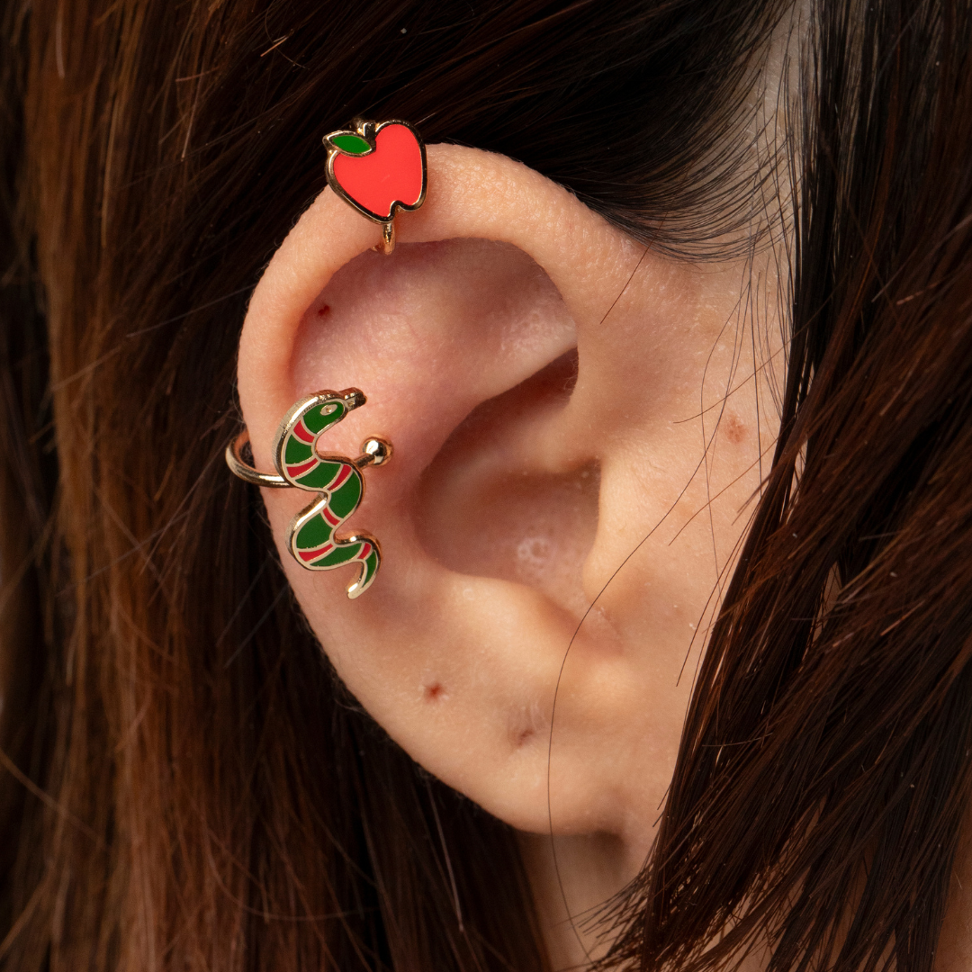 Apple &amp; Snake Ear Cuffs