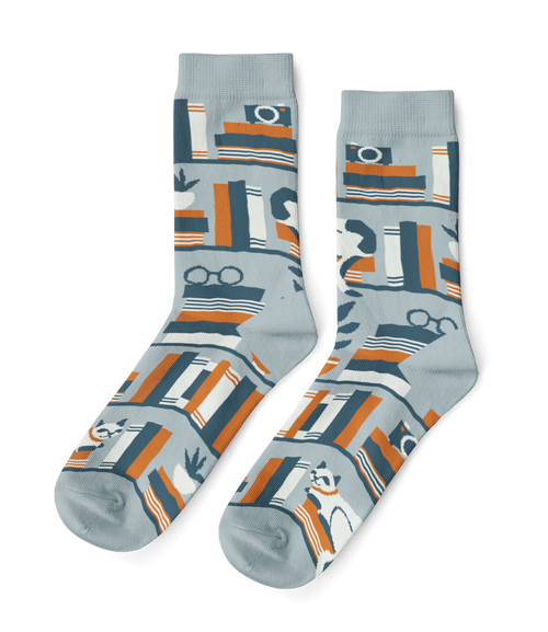Bookshelf Crew Socks - Small