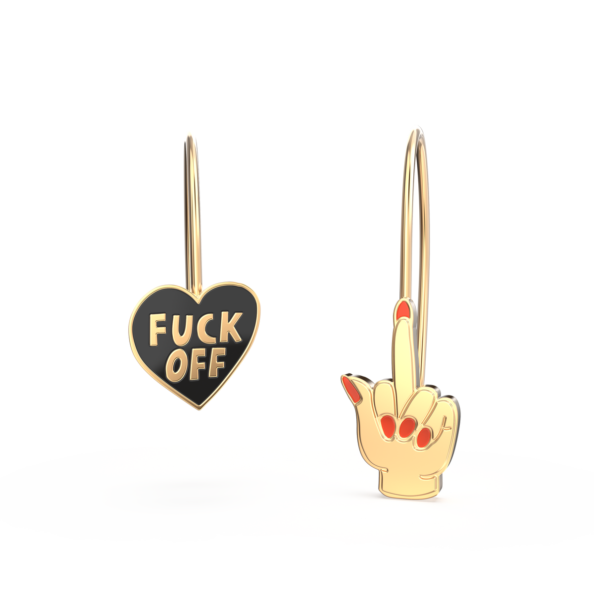 F*ck Off Heart &amp; Middle Finger Drop Earrings