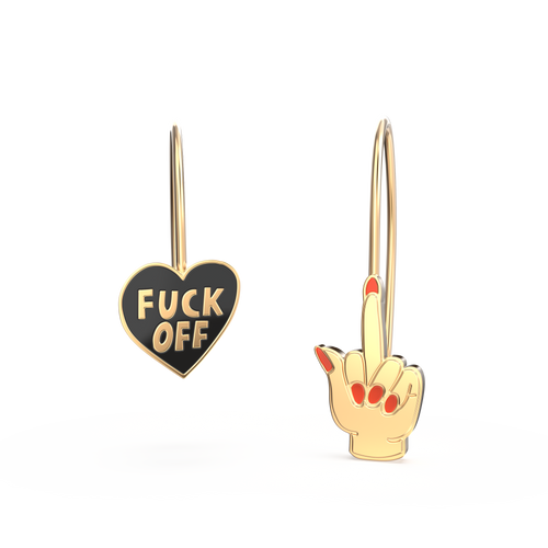 F*ck Off Heart & Middle Finger Drop Earrings