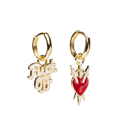 F*ck Off & Heart Hoop Earrings