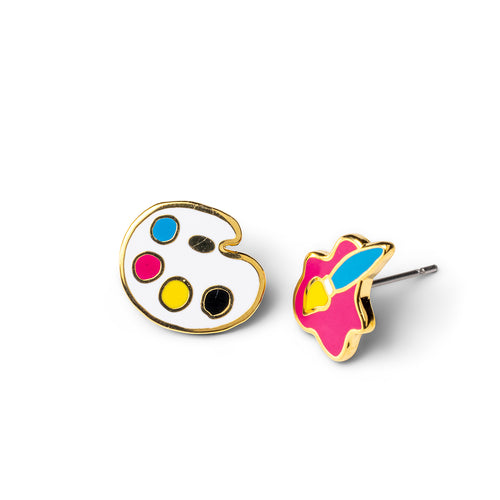 Paint Brush and Palette Earrings