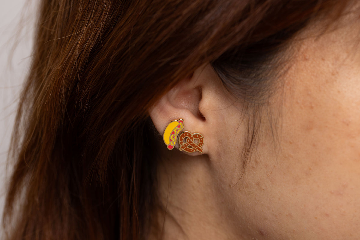 Hot Dog &amp; Pretzel Earrings