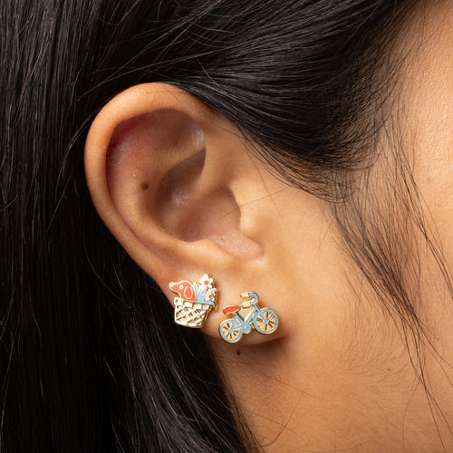 Bike & Basket Earrings