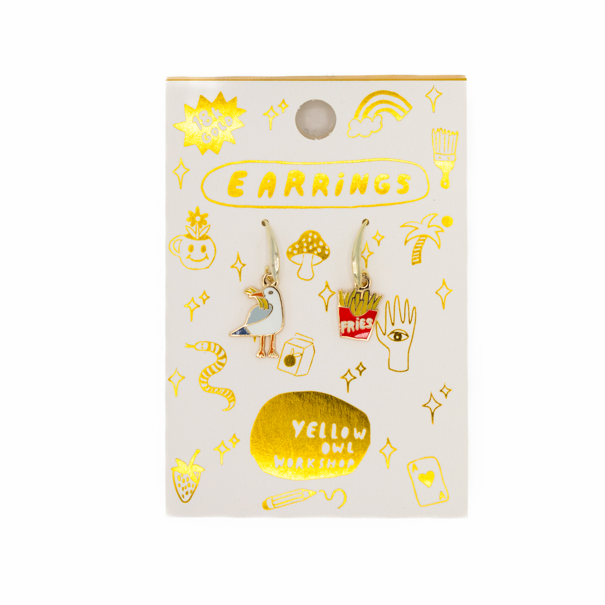 Seagull &amp; Fries Drop Earrings