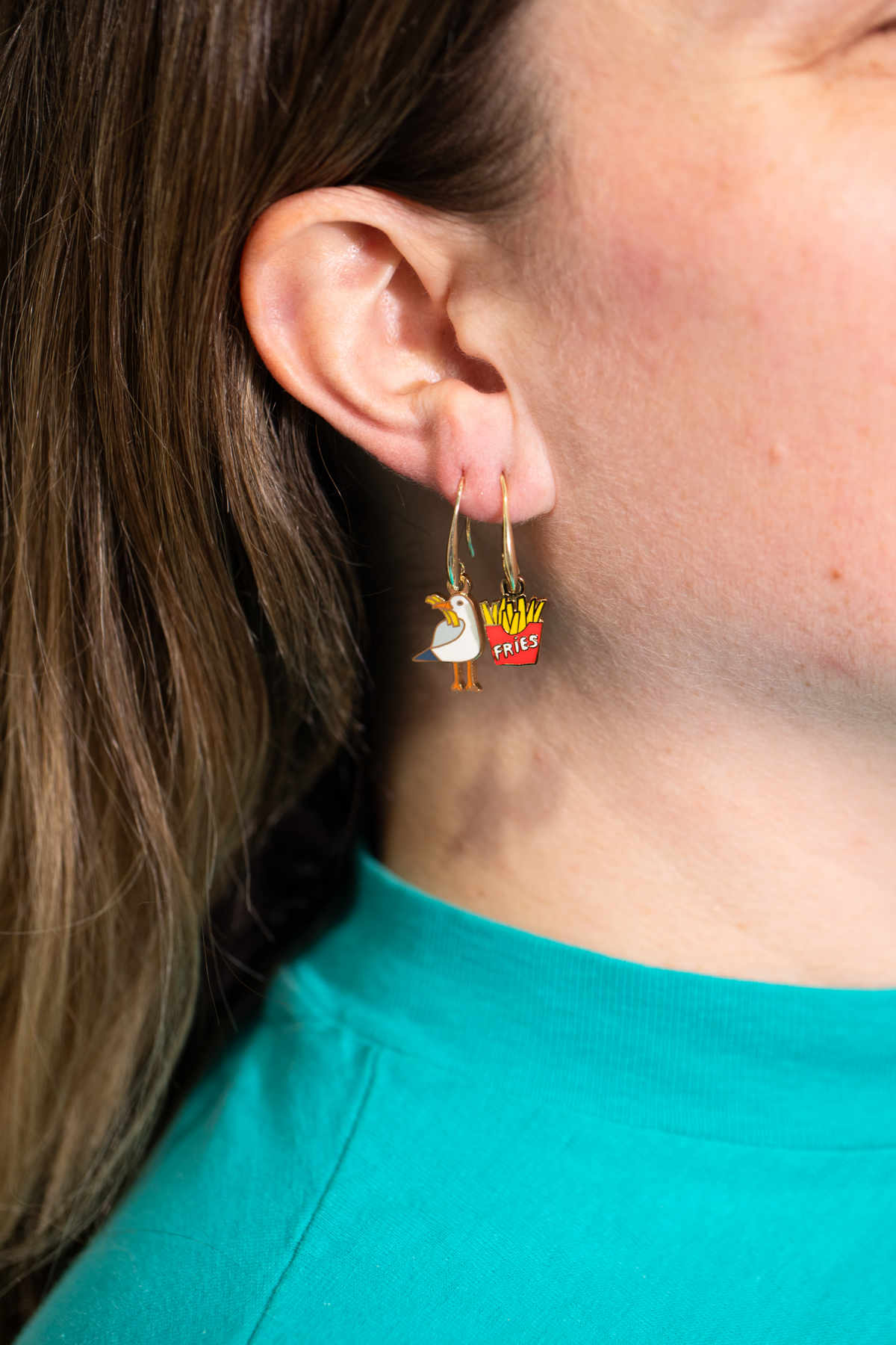 Seagull &amp; Fries Drop Earrings