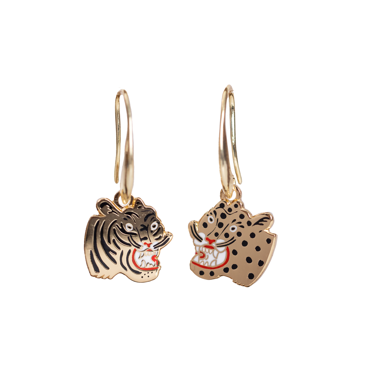 Tiger &amp; Cheetah Drop Earrings by Kristina Micotti