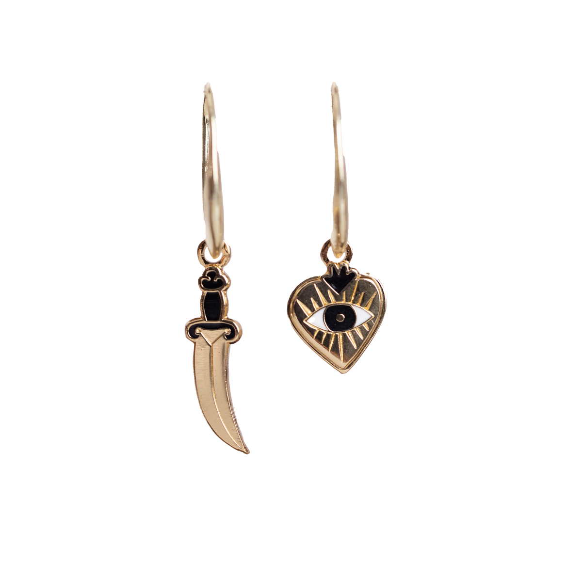 Heart &amp; Dagger Drop Earrings