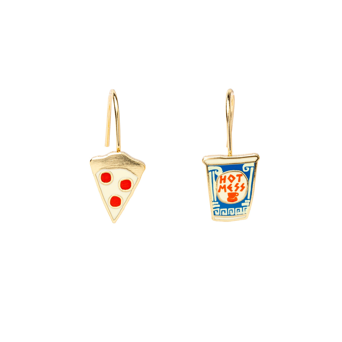 Pizza &amp; Coffee Cup Drop Earrings