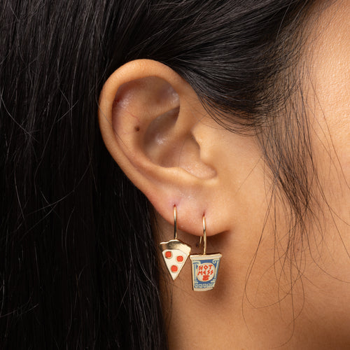 Pizza & Coffee Cup Drop Earrings