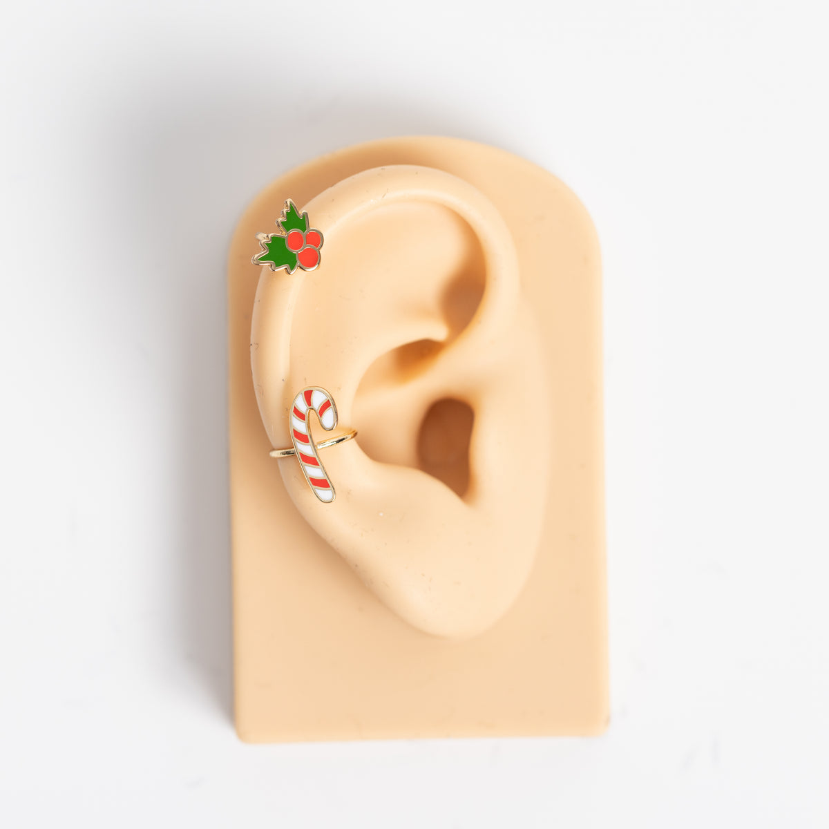 Holly &amp; Candy Cane Ear Cuffs