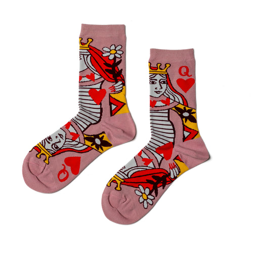 Queen of Hearts Crew Socks - Small