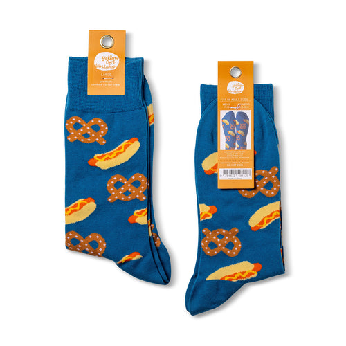 Hot Dog & Pretzel Crew Socks - Large