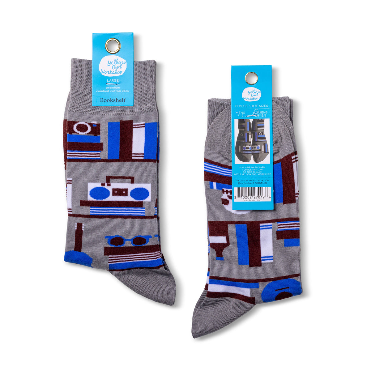 Bookshelf Crew Socks - Large
