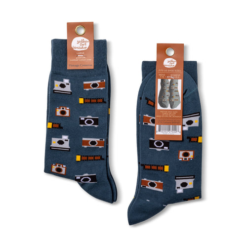 Vintage Camera Crew Socks - Large