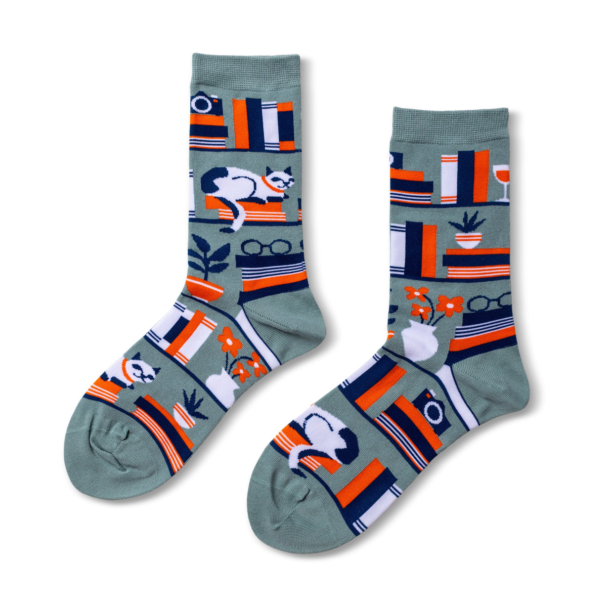 Bookshelf Crew Socks - Small