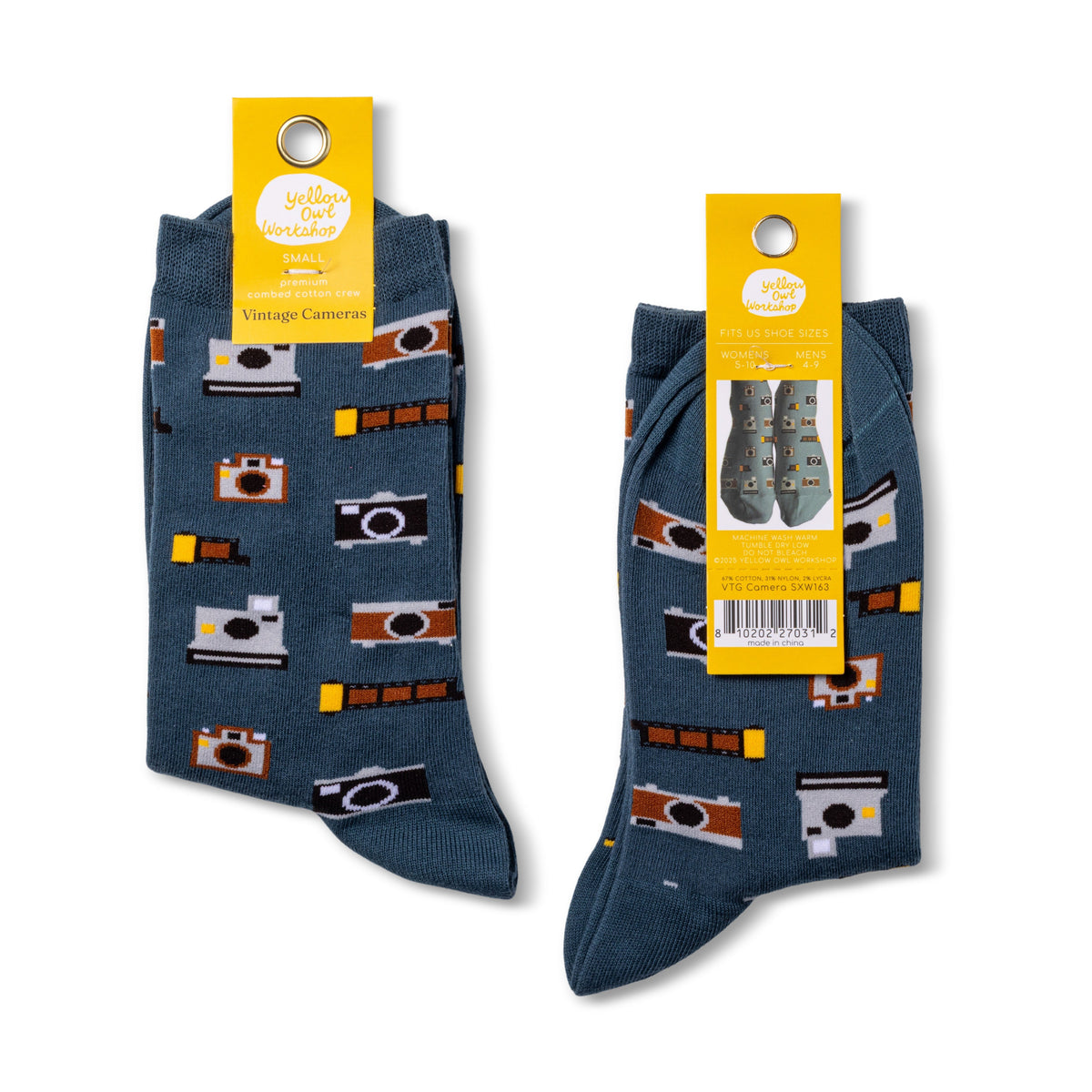 Vintage Camera Crew Socks - Small