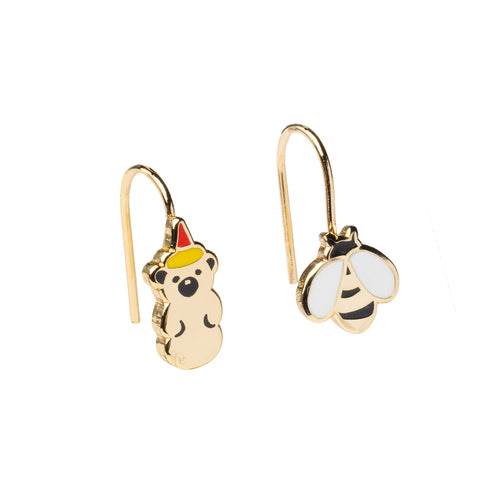Honey Bear & Honey Bee Drop Earrings