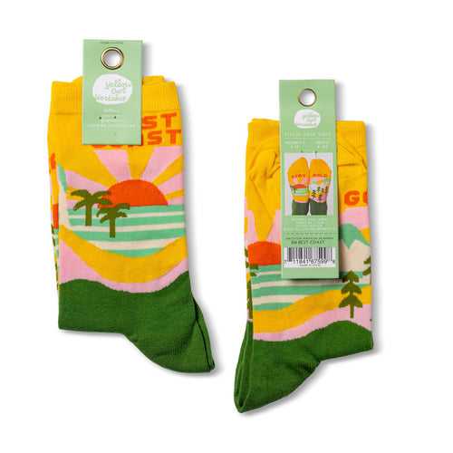 Best Coast crew socks small size packaging front and back by Yellow Owl Workshop