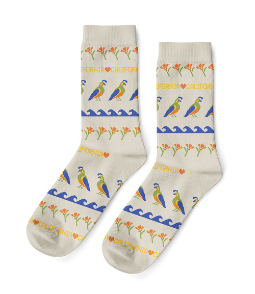 Cali Quail Crew Socks - Small
