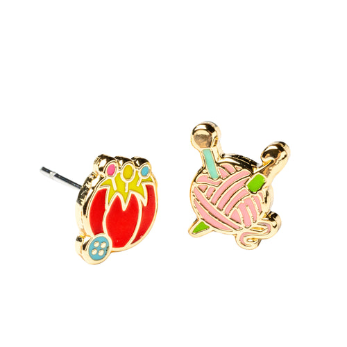 Tomato Pincushion & Yarn Earrings