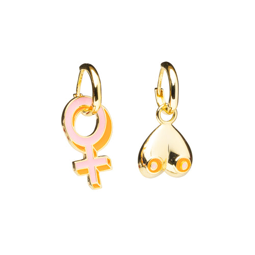 Feminist Female Boobs Hoop Earrings