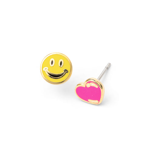 Happy Face & Heart Earrings