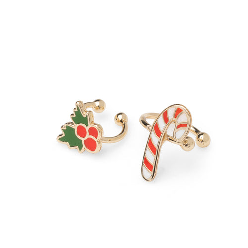 Holly & Candy Cane Ear Cuffs