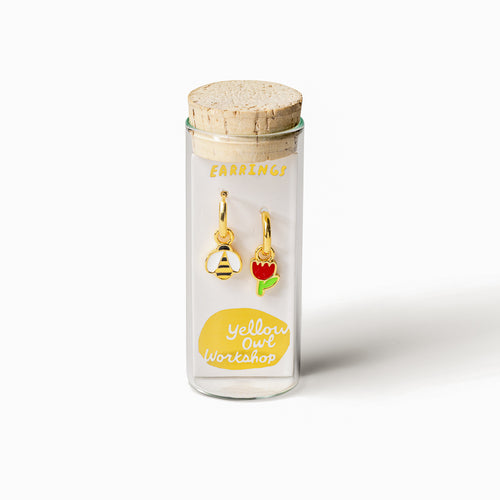 Honeybee & Flower Hoop Earrings