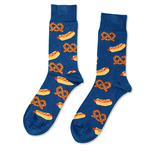Hot Dog & Pretzel Crew Socks - Large