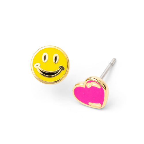Happy Face & Heart Earrings