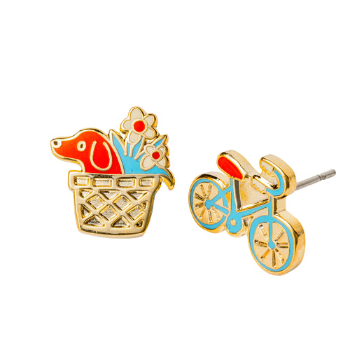 Bike & Basket Earrings