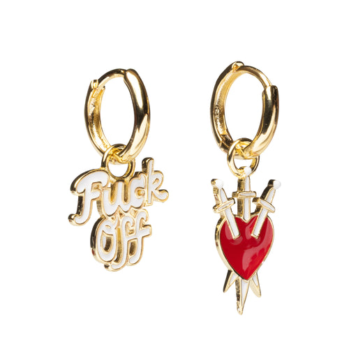 F*ck Off & Heart Hoop Earrings