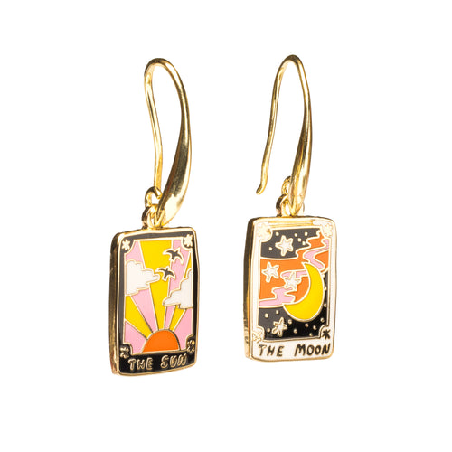 Sun and Moon Tarot Drop Earrings