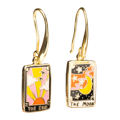 Sun and Moon Tarot Drop Earrings