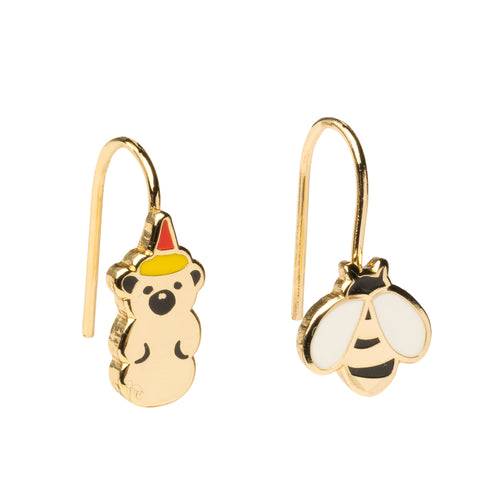 Honey Bear & Honey Bee Drop Earrings