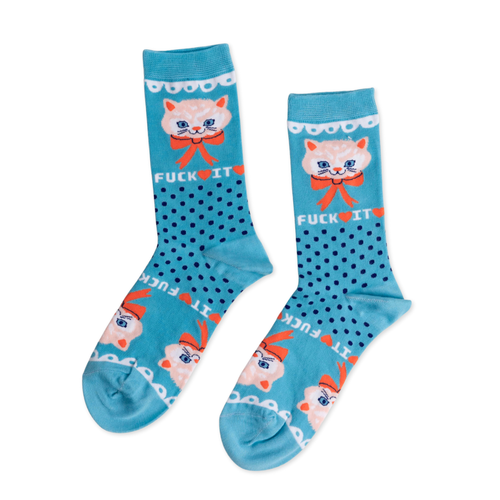 F*ck it Kitty Crew Socks - Small