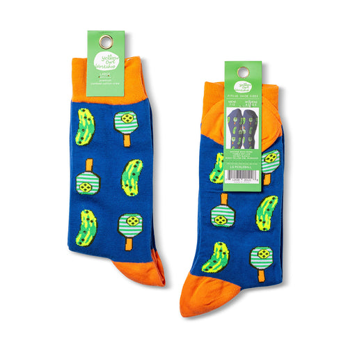 Pickleball crew socks packaging front and back by Yellow Owl Workshop