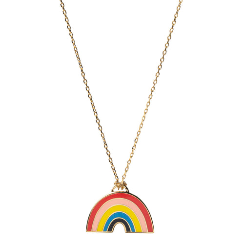 Colorful cloisonné rainbow pendant necklace gilded in 22 karat gold by Yellow Owl Workshop