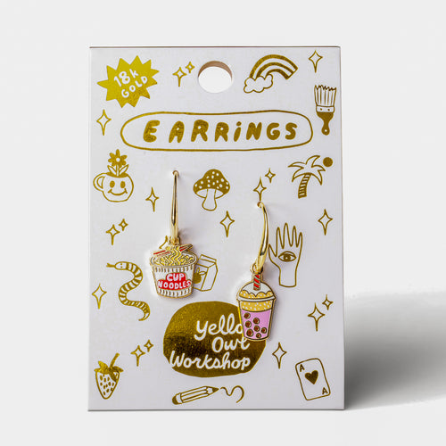Ramen and Boba Drop Earrings