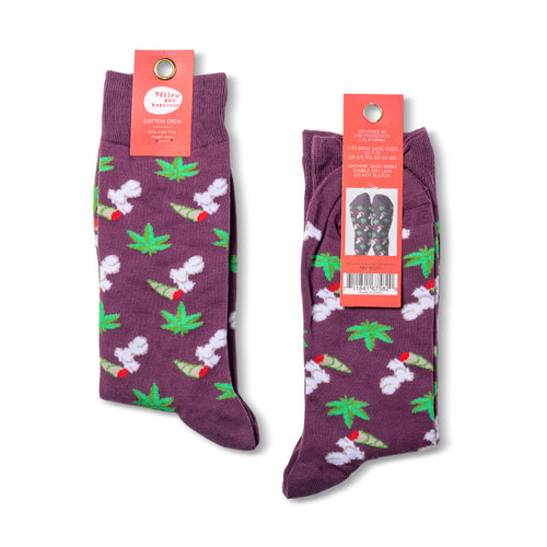 Weed crew socks packaging front and back by Yellow Owl Workshop