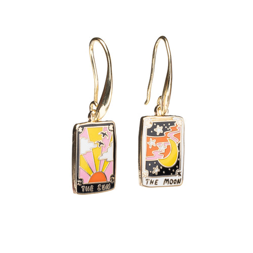 Sun and Moon Tarot Drop Earrings