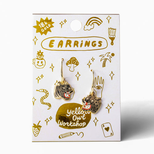 Tiger & Cheetah Drop Earrings by Kristina Micotti