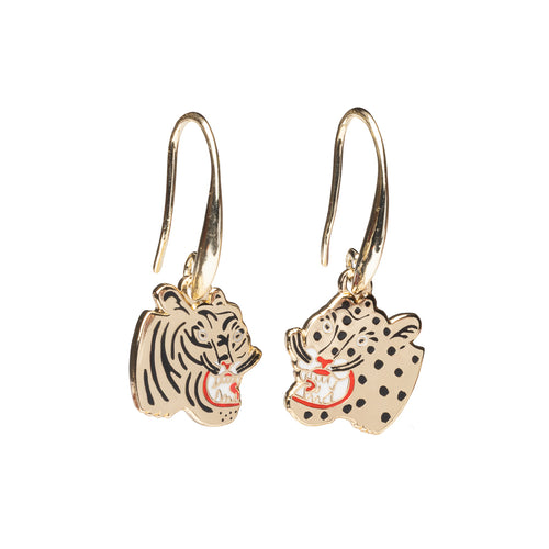Tiger & Cheetah Drop Earrings by Kristina Micotti