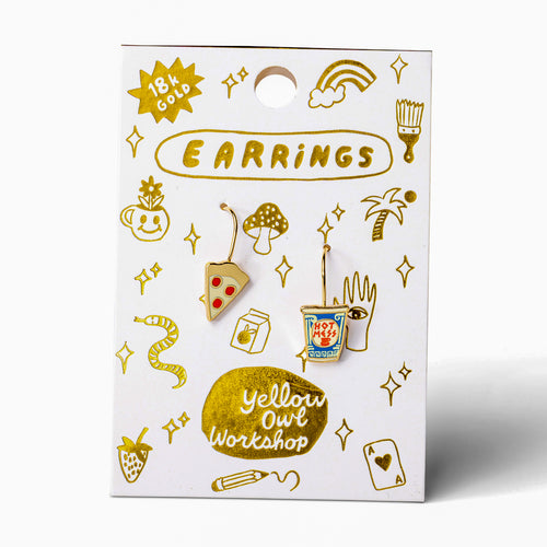 Pizza & Coffee Cup Drop Earrings