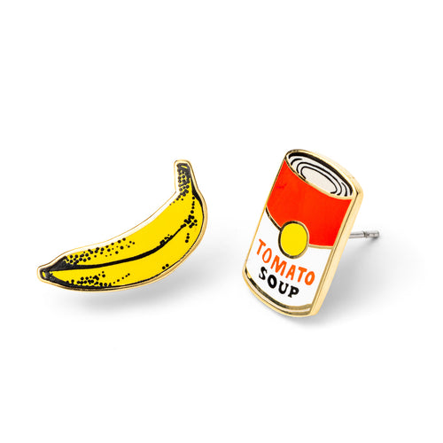 Pop Art Banana & Soup Earring