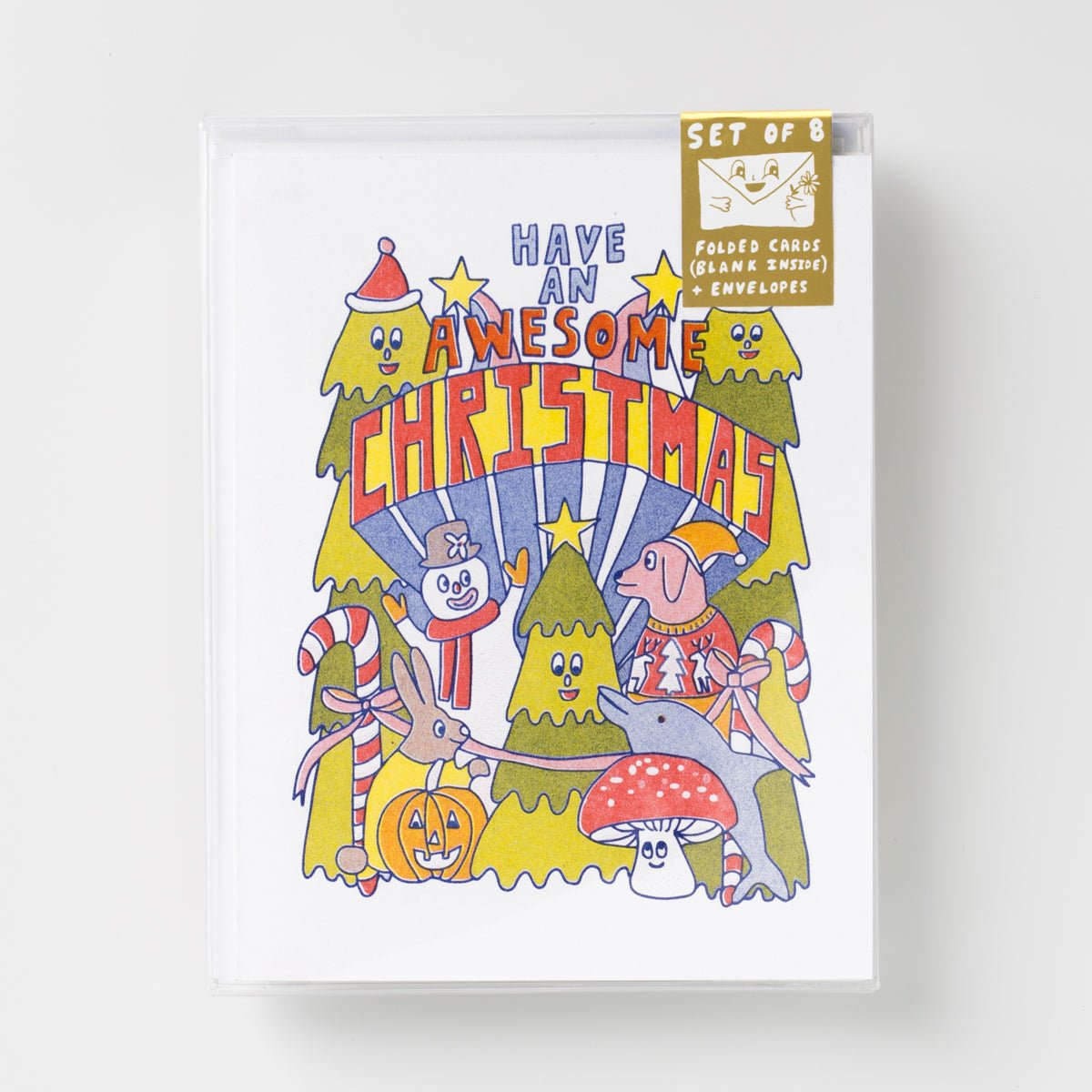 Awesome Christmas - Risograph Card Set - Yellow Owl Workshop