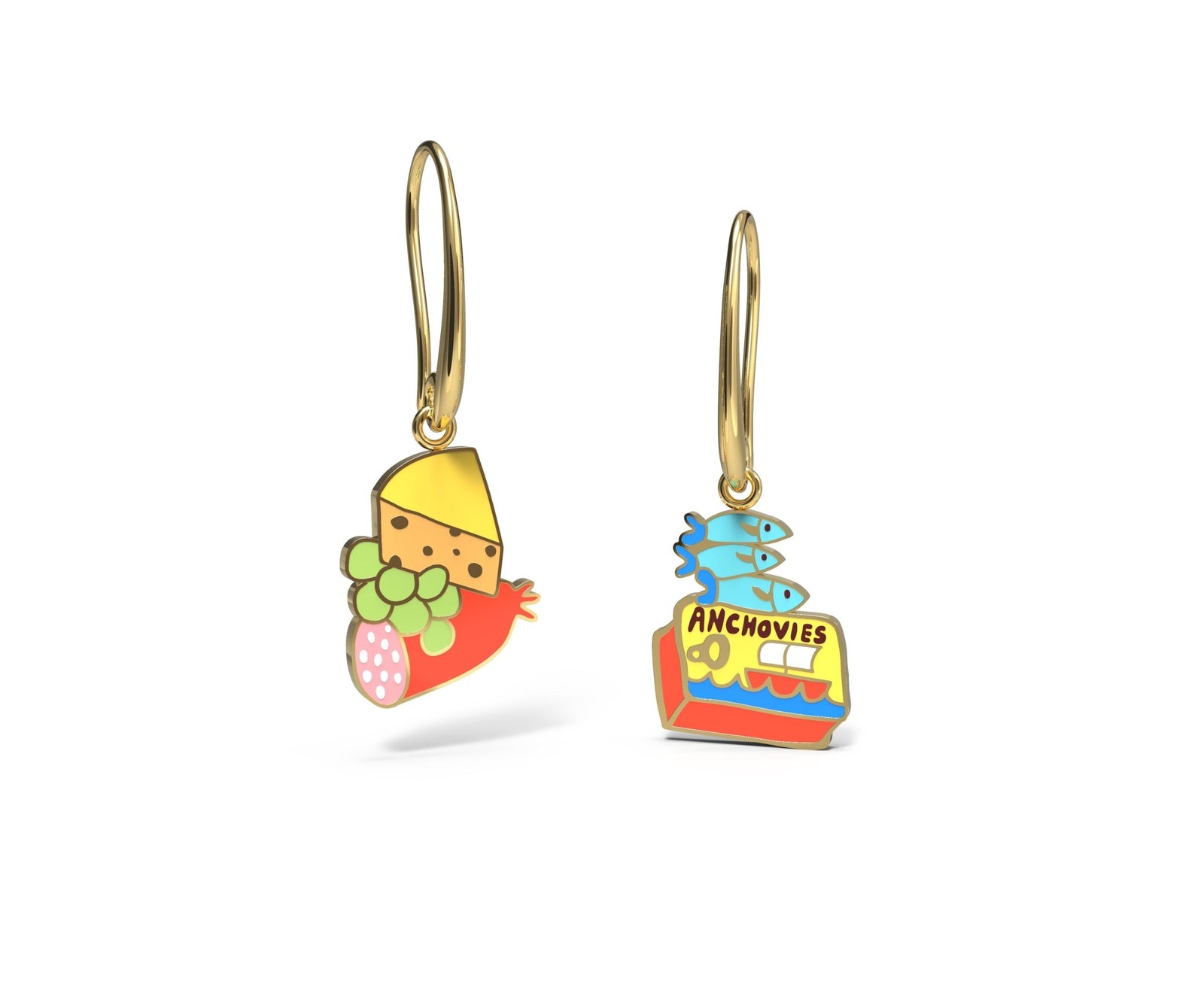 Cheese and Fish Drop Earrings - Yellow Owl Workshop