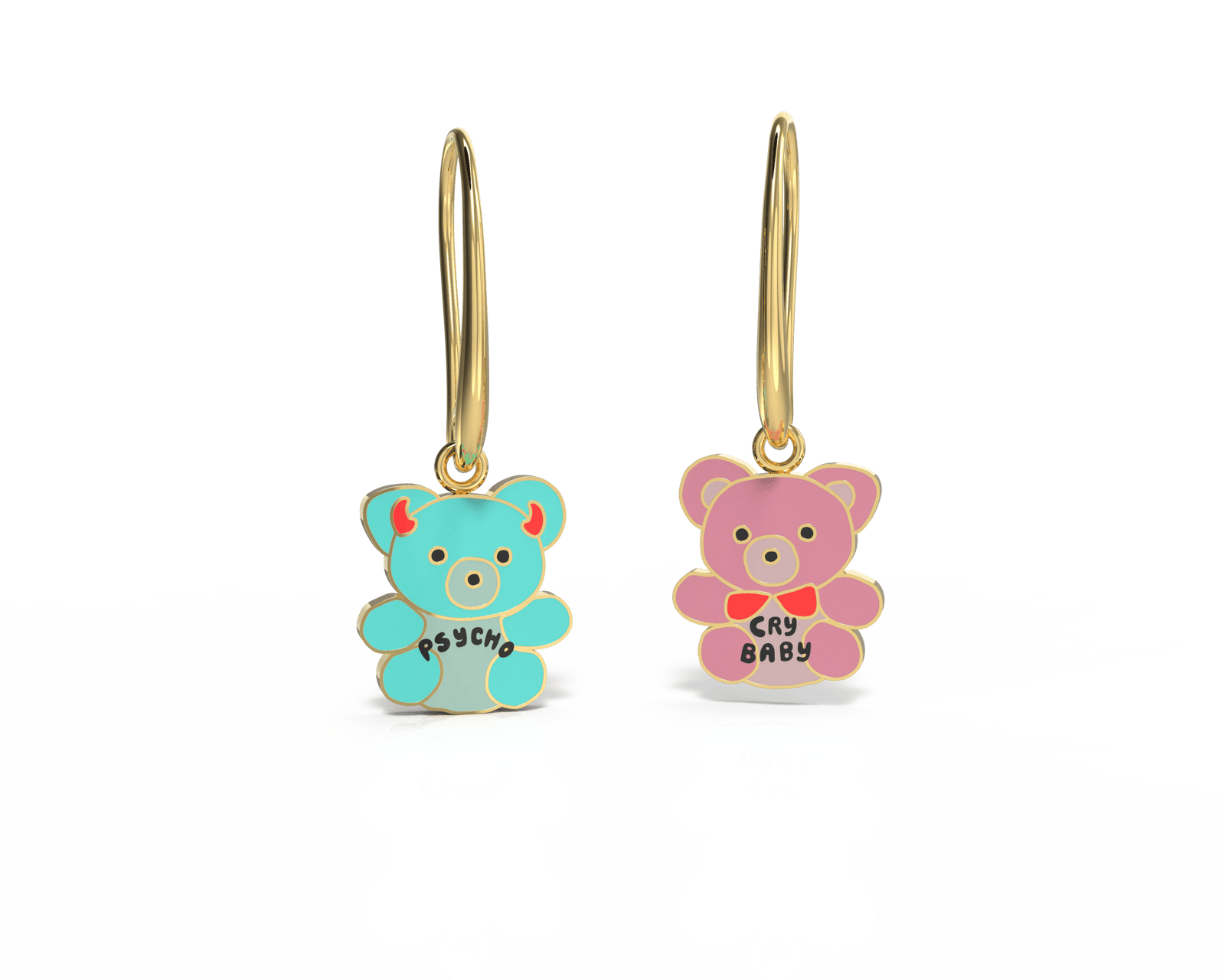 Cry Baby Psycho Teddies Drop Earrings - Yellow Owl Workshop